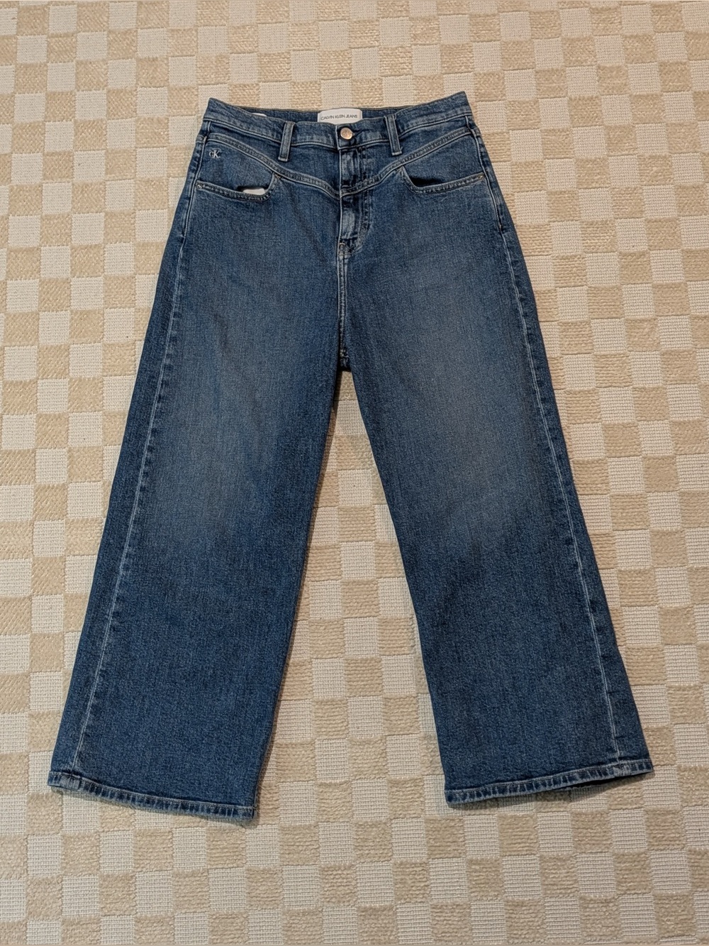 Calvin Klein Jeans Super High Rise Wide Leg Crop Jeans Size 29